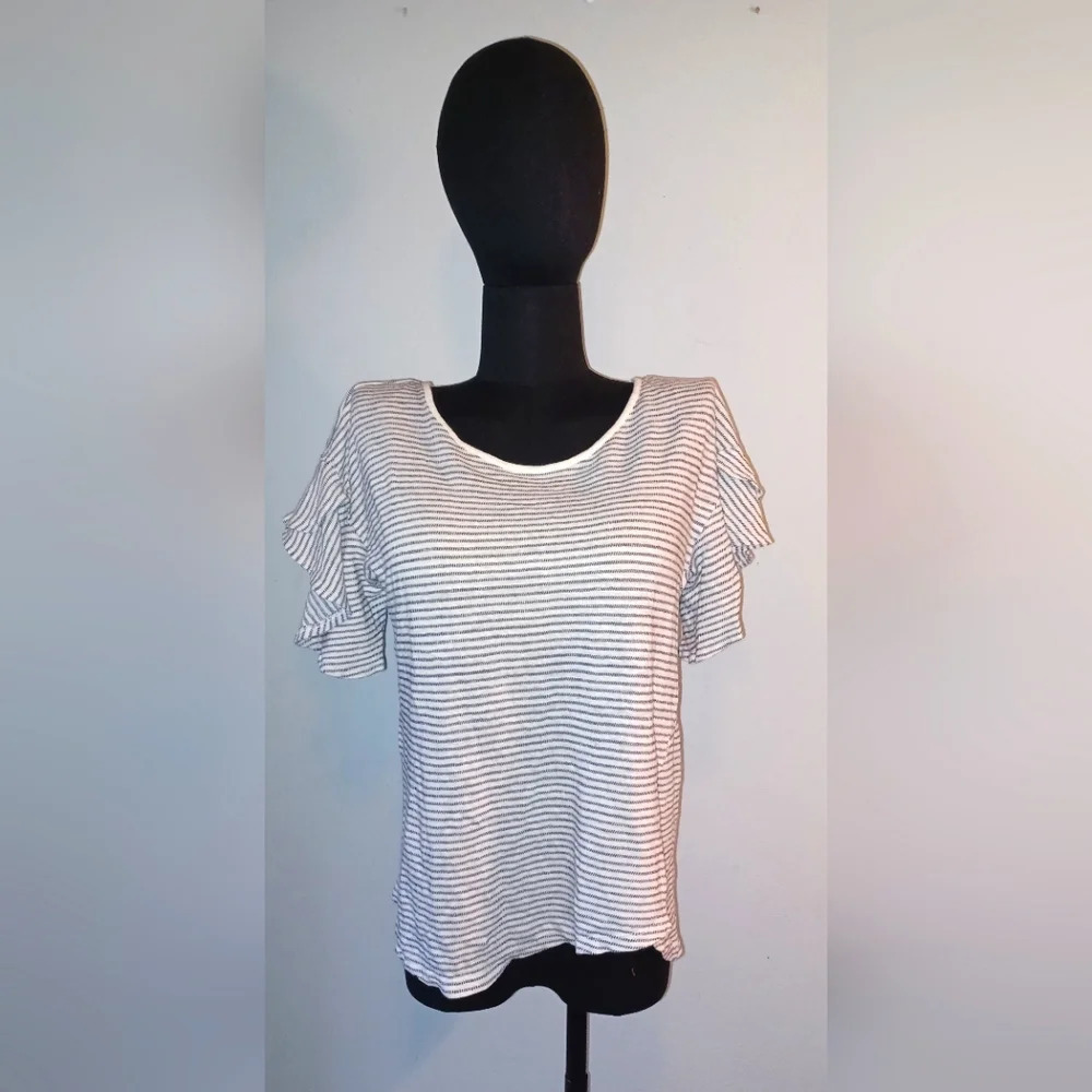 C&C California Navy and White Striped Tee Shirt